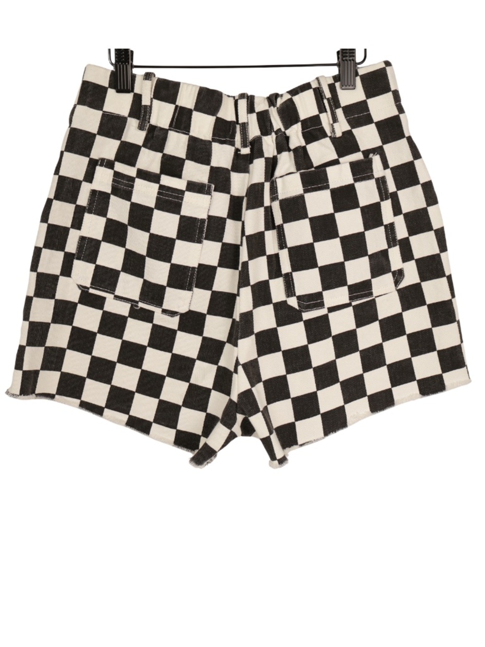 Papermoon Women’s Checkerboard Denim Shorts Medium Black White High Rise Y2K - Picture 3 of 8